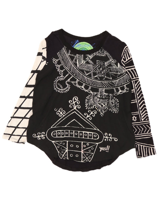 Desigual Dame Grafisk Top Langærmet UK 18 XL Sort Geometrisk