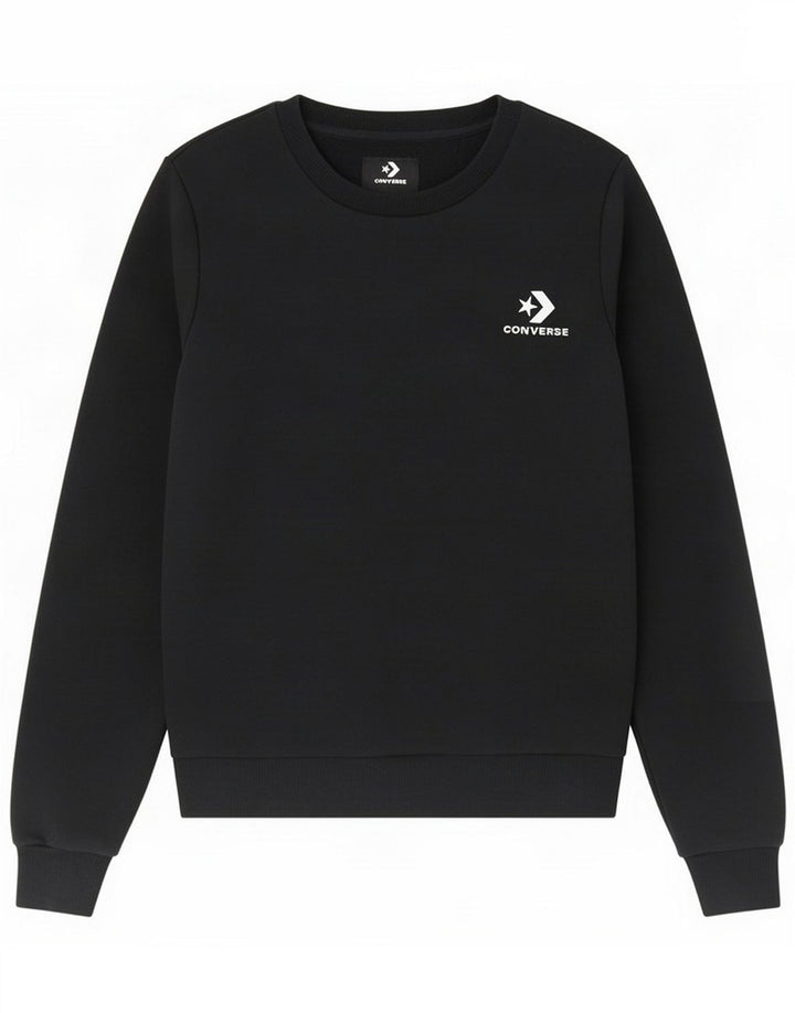 Converse Dame Sweatshirt Jumper UK 14 Medium Sort Bomuld