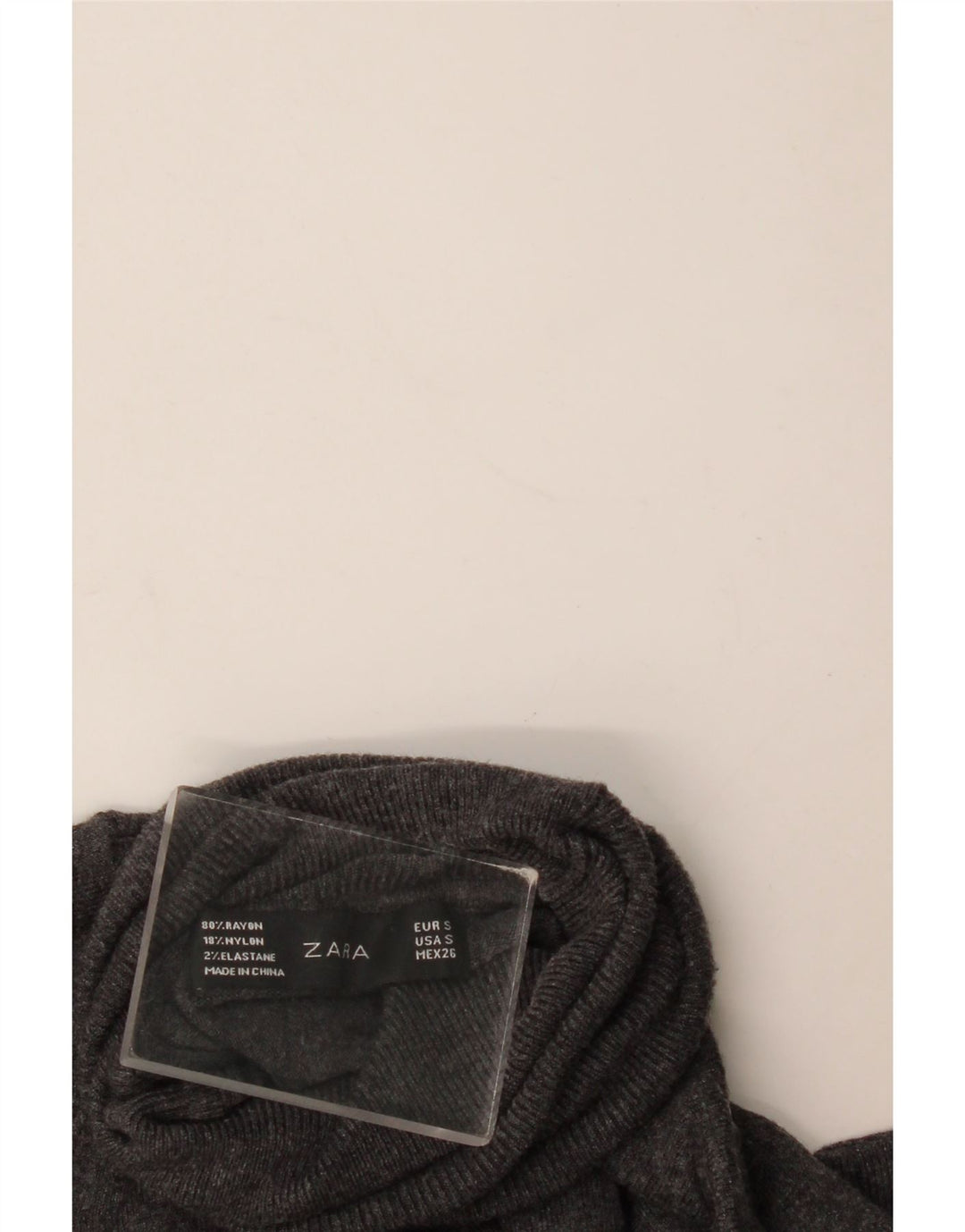Zara Dame Rullehals Sweater UK 10 Small Grey Rayon