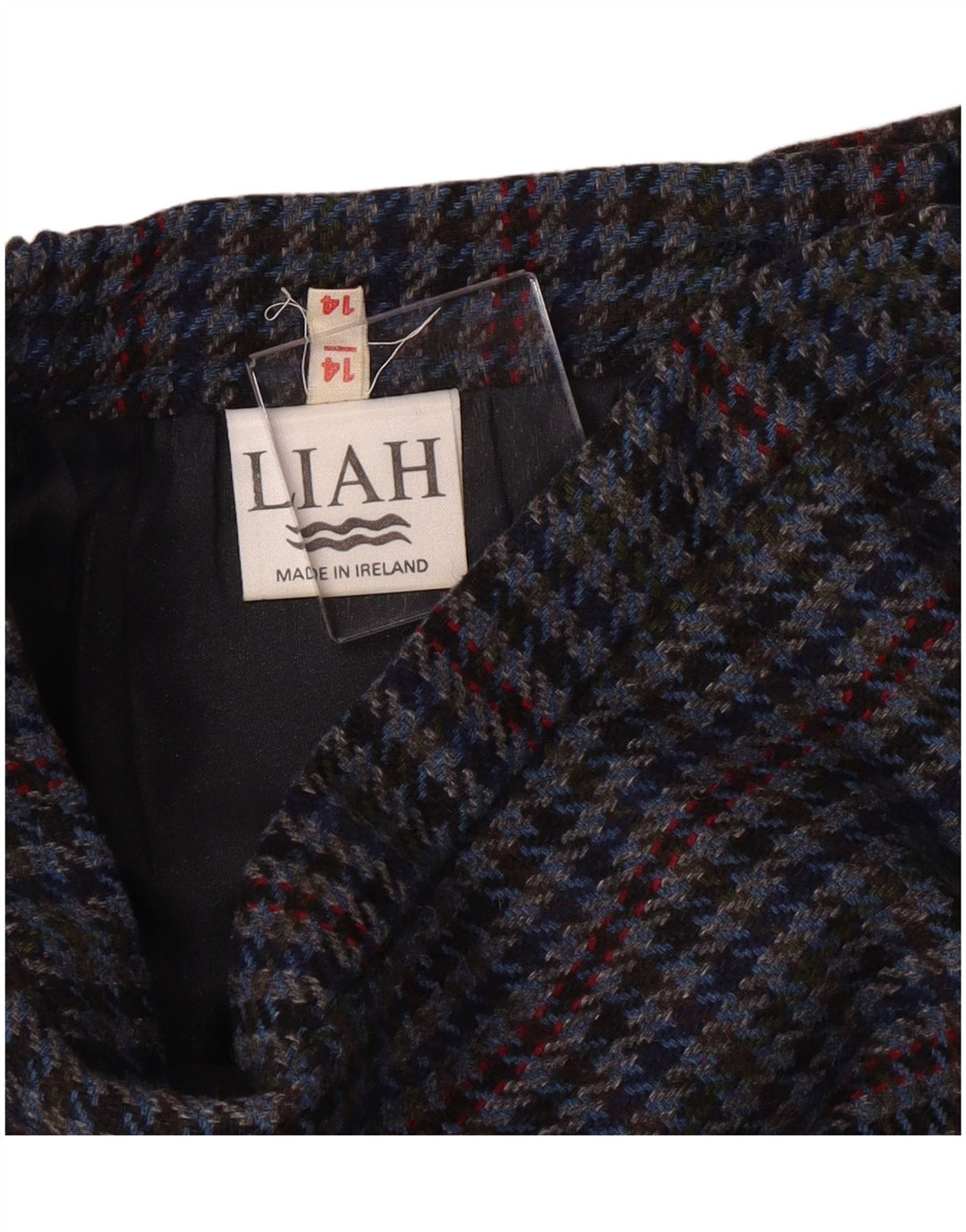 Vintage kvinders blyantnederdel UK 14 Medium W28 Blue Houndstooth