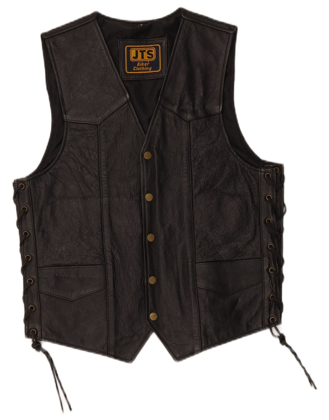 JTS Herre Biker Læder vest lille sort