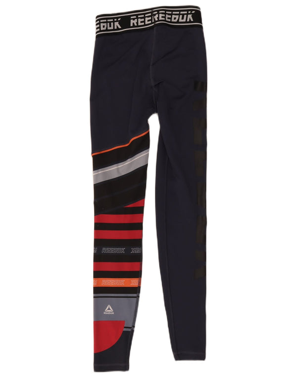 Reebok Grafiske Leggings til kvinder UK 4/6 XS Marineblå Colourblock Polyester