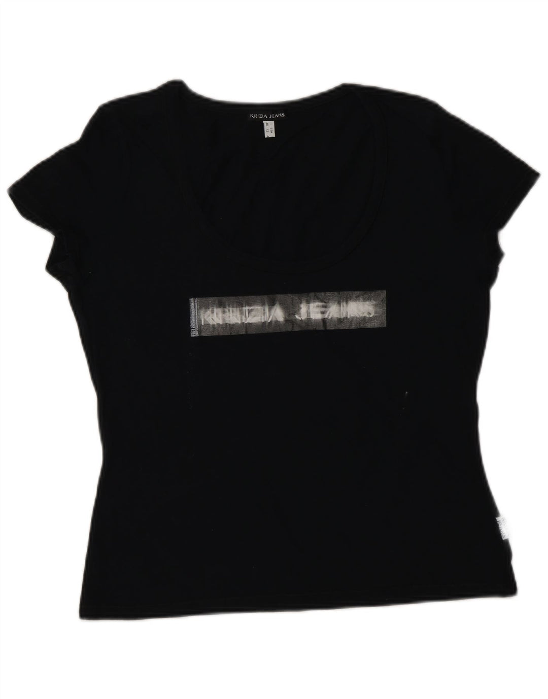 KRIZIA JEANS Grafisk T-shirt top til kvinder IT 46 Stor sort bomuld