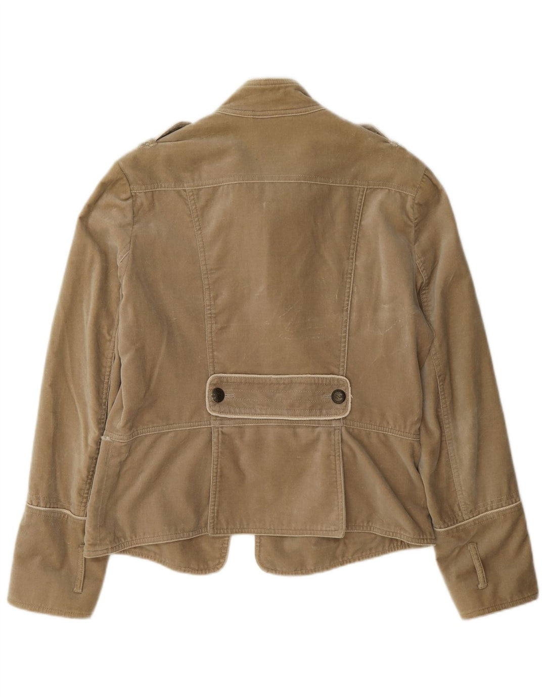 Massimo Dutti Dame Dobbeltradet Military Blazer Jacket UK 18 XL Beige