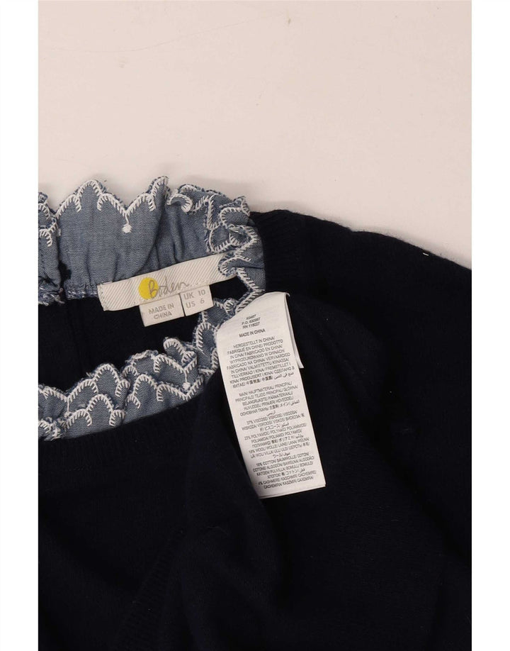 Boden Dame Oversized Turtle Neck Jumper Sweater UK 10 Small Navy Blue