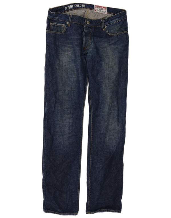 Zu Elements Herre Graphic Straight Jeans W32 L34 Blå Bomuld