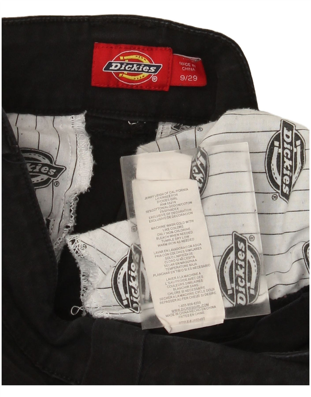 Dickies Dame Slim Chino Bukser US 9 Medium W29 L28 Sort Geometrisk