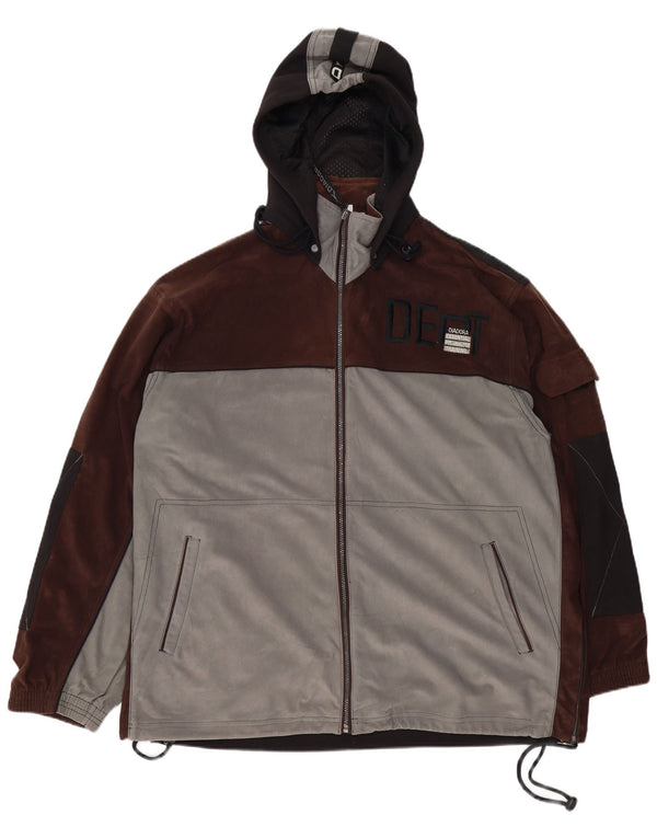 Diadora Herre grafisk træningsdragt med hætte topjakke UK 46 2XL Grå Colourblock