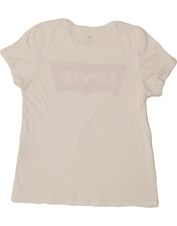 LEVI'S Womens Graphic T-Shirt Top UK 16 Large White Vintage Levi's and Second-Hand Levi's from Messina Hembry 