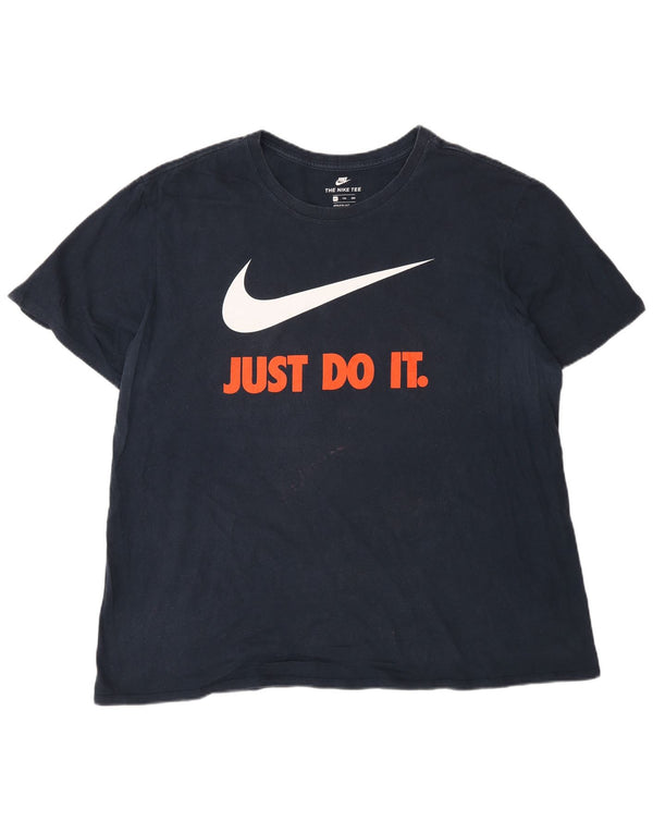 Nike grafisk T-shirt top til mænd 2XL marineblå bomuld Sports