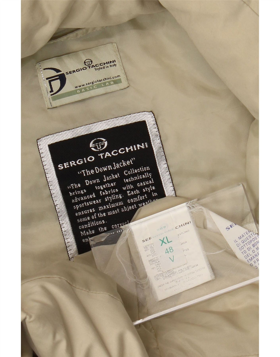 SERGIO TACCHINI Dame Oversized Polstret hættefrakke UK 48 XL Beige