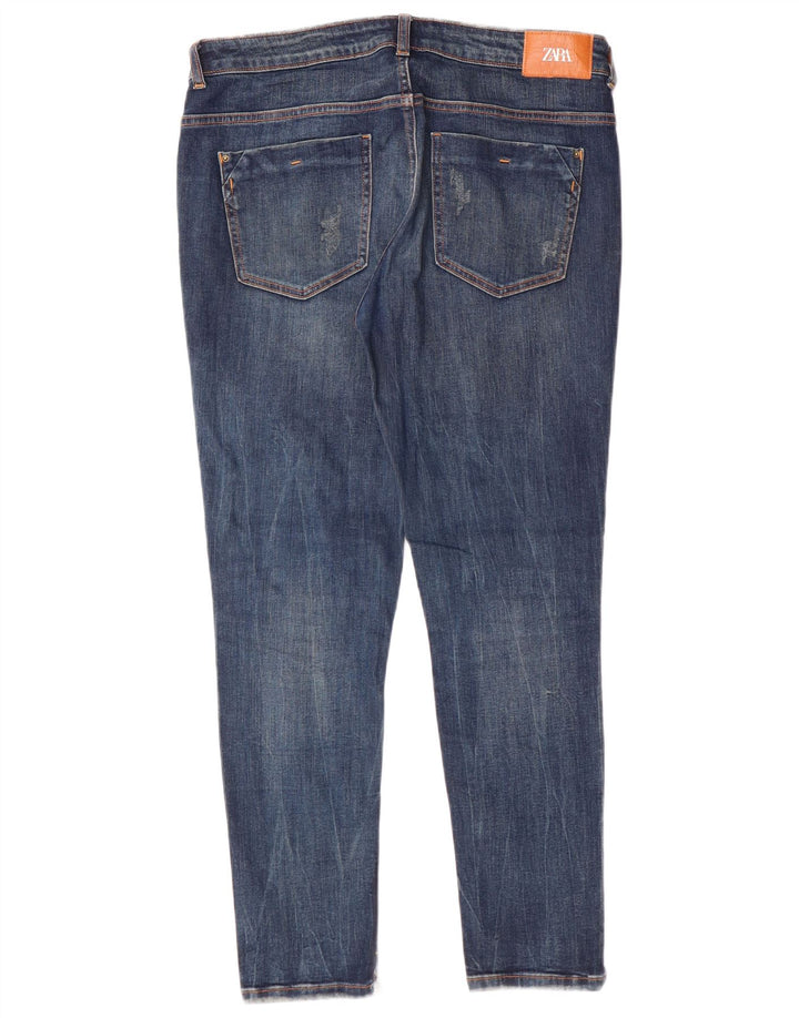 Zara Dame Slim Jeans EU 42 Large W32 L28 Blue Cotton Classic