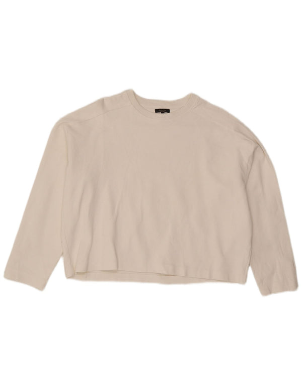 Massimo Dutti Dame Top Langærmet UK 14 Medium Hvid Bomuld