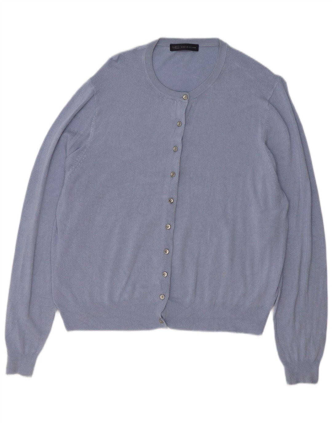 MARKS & SPENCER oversized cardigan sweater til kvinder UK 18 XL Blå viskose