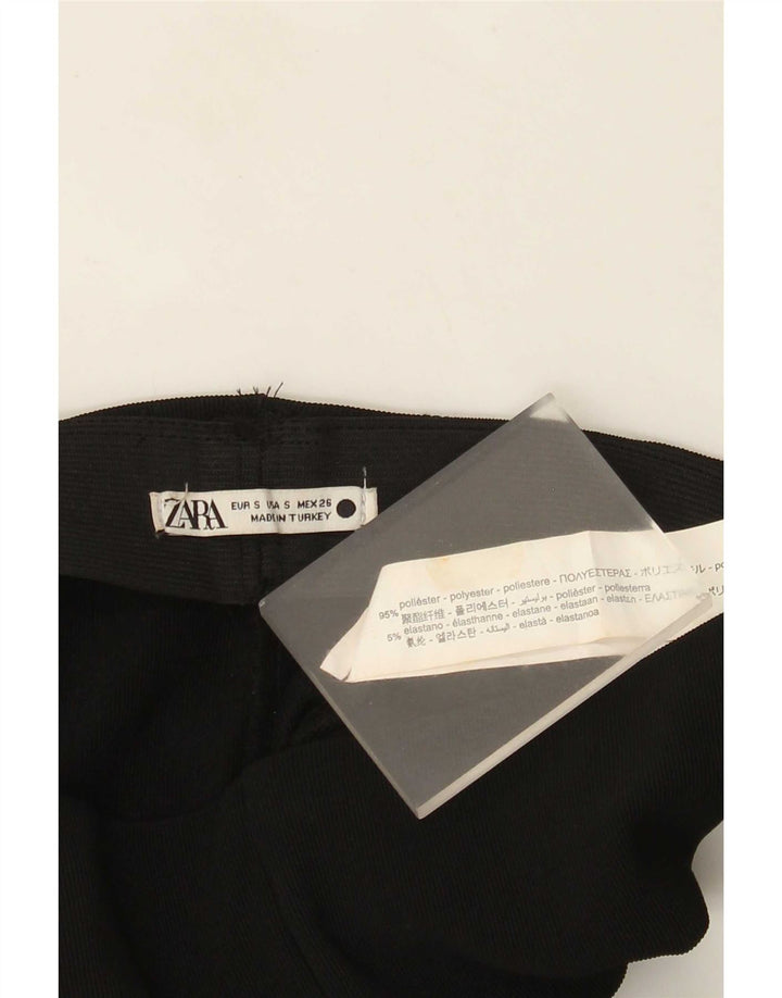 Zara Dame Flare Casual Bukser Small W26 L32 Sort Polyester