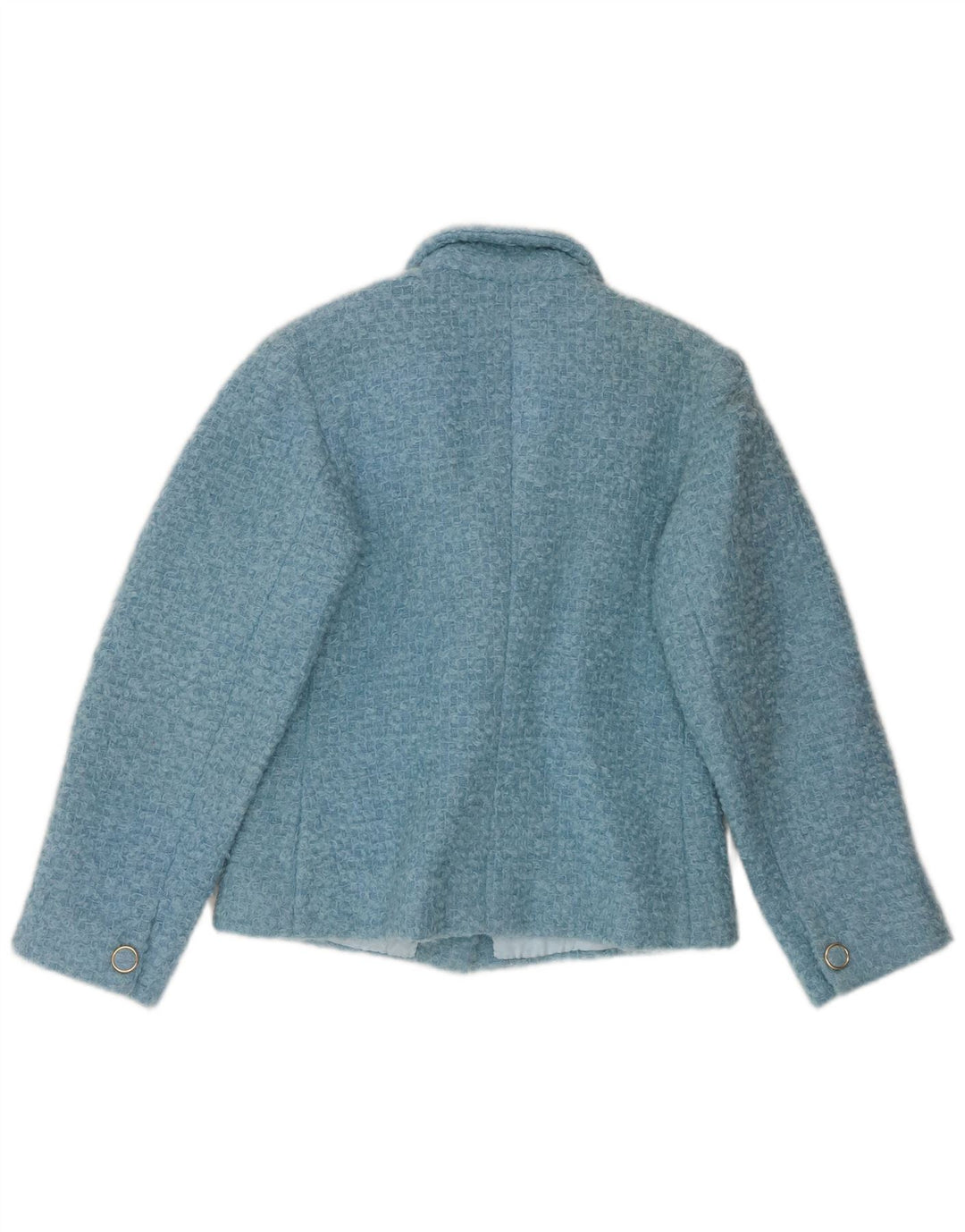 Vintage Dame Crop 3 Button Blazer Jacket UK 12 Medium Blue