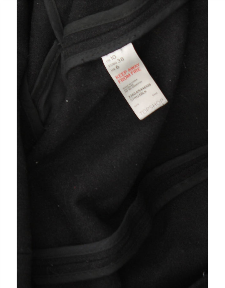 Vintage Dame Hooded Duffel Coat UK 10 Small Black Wool
