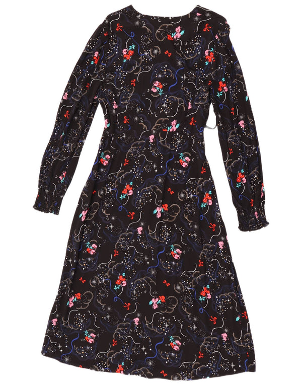 Marks & Spencer Langærmet Maxikjole til kvinder UK 12 Medium Black Floral
