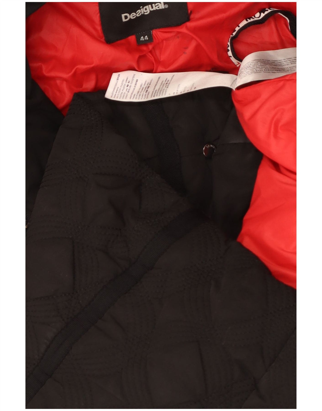 Desigual Dame Hætte quiltet, polstret frakke EU 44 XL Sort Polyester
