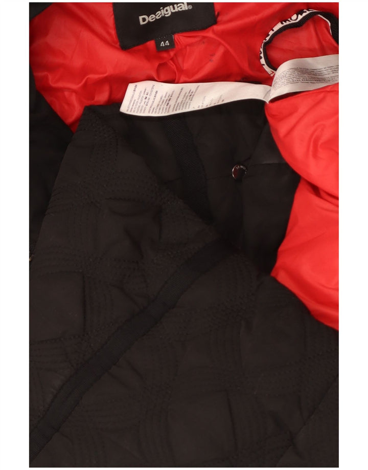 Desigual Dame Hætte quiltet, polstret frakke EU 44 XL Sort Polyester