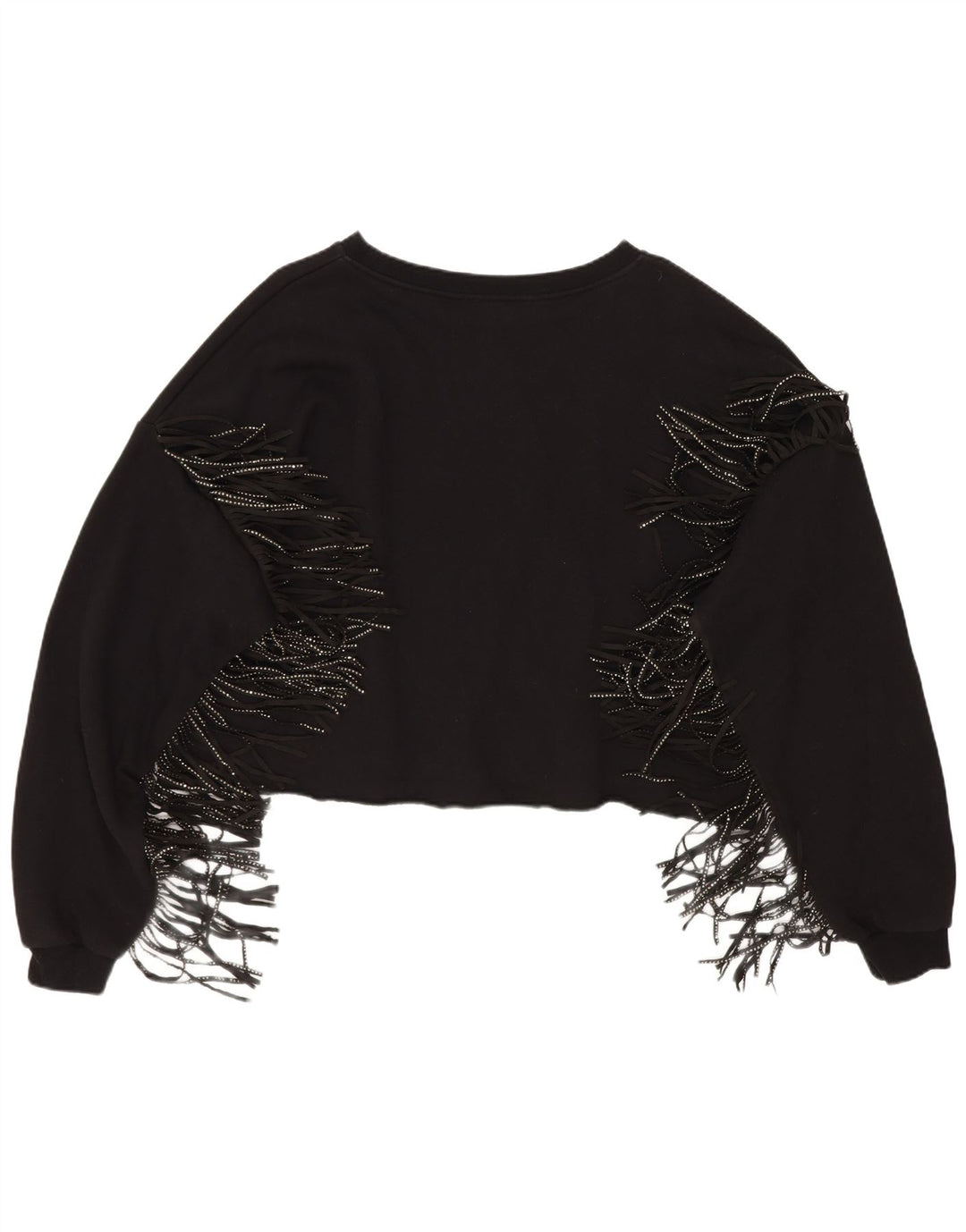 Zara Womens Crop Oversized Sweatshirt Jumper UK 14 Medium Sort Bomuld