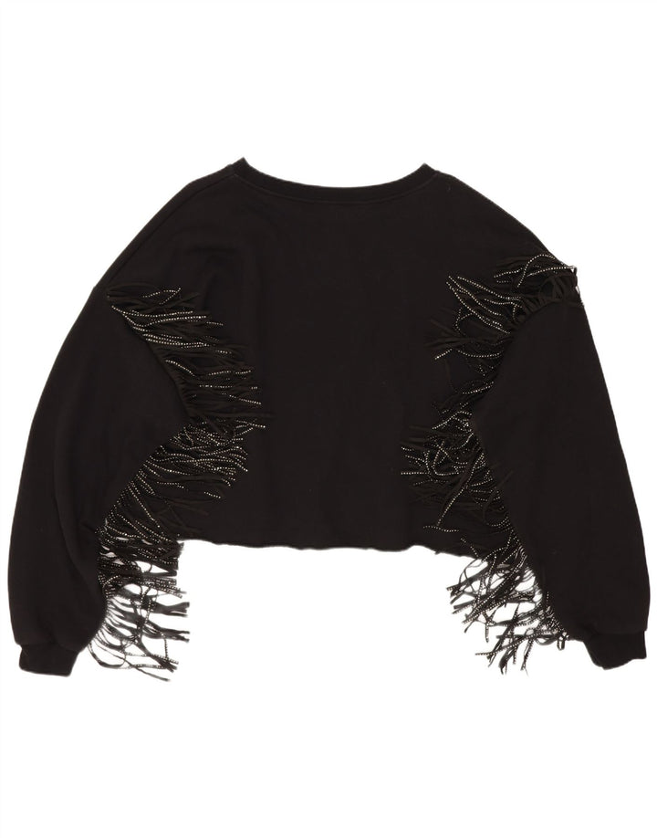 Zara Womens Crop Oversized Sweatshirt Jumper UK 14 Medium Sort Bomuld