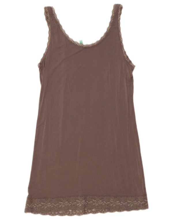 Benetton Dame Mini Slip Kjole UK 6 XS Grå Viscose