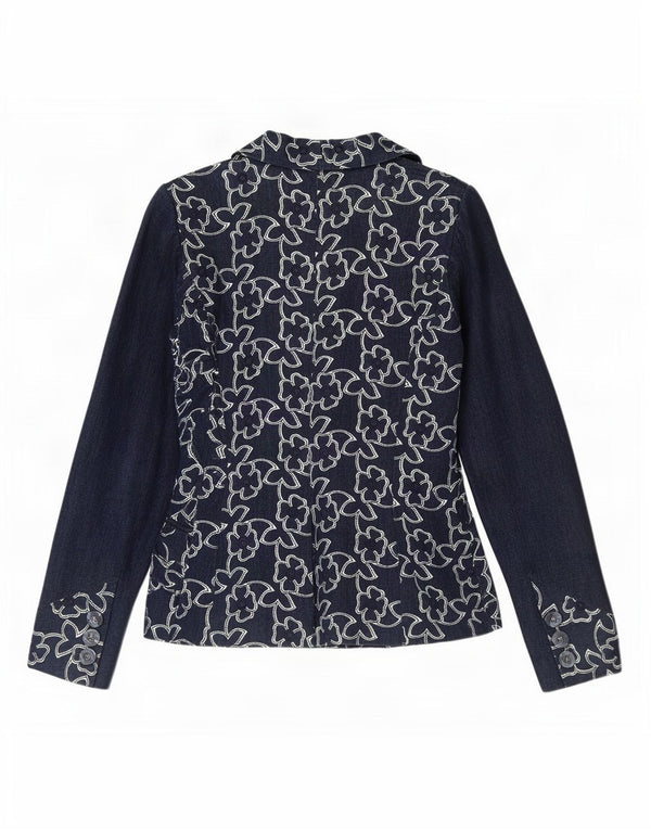 Ungaro Dame 2 Button Blazer Jacket UK 8 Small Navy Blue Floral