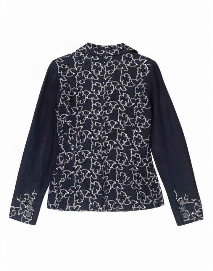 Ungaro Dame 2 Button Blazer Jacket UK 8 Small Navy Blue Floral