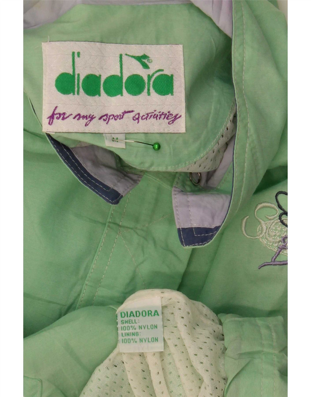 Diadora Dame Oversized regnjakke UK 14 Medium Green Nylon