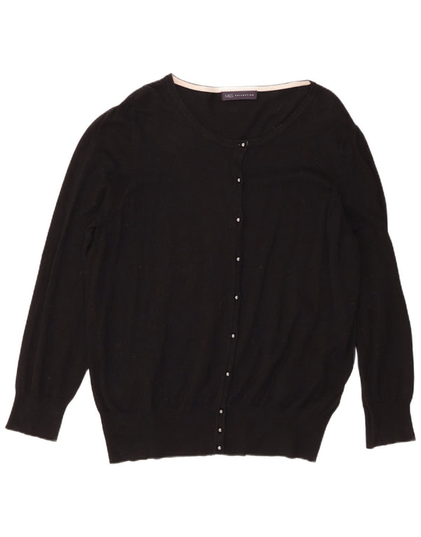 Marks & Spencer Womens Regular Fit Cardigan Sweater UK 20 2XL Black Viscose
