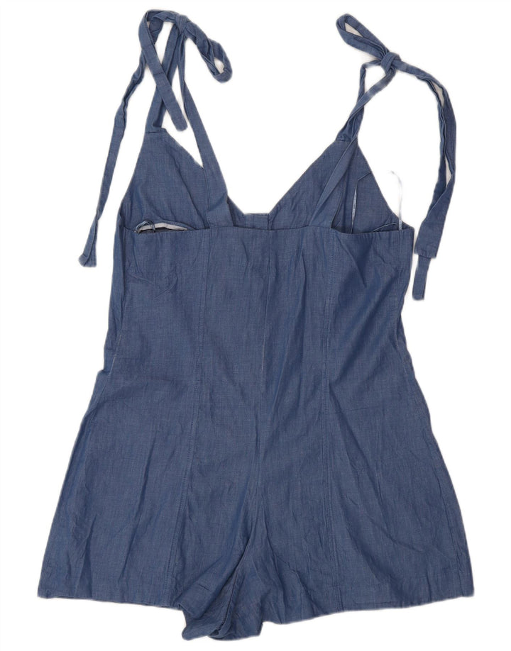 Zara Dame Playsuit UK 10 Small Blue Cotton