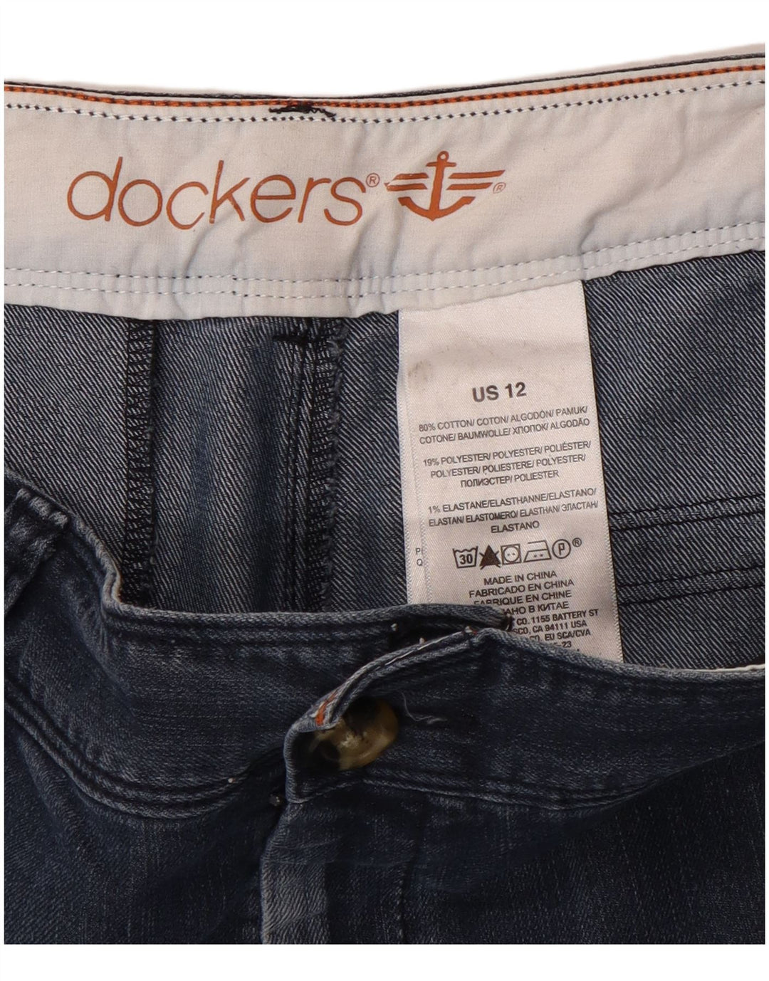 Dockers Dame denim Shorts US 12 Large W34 Navy Blue Bomuld