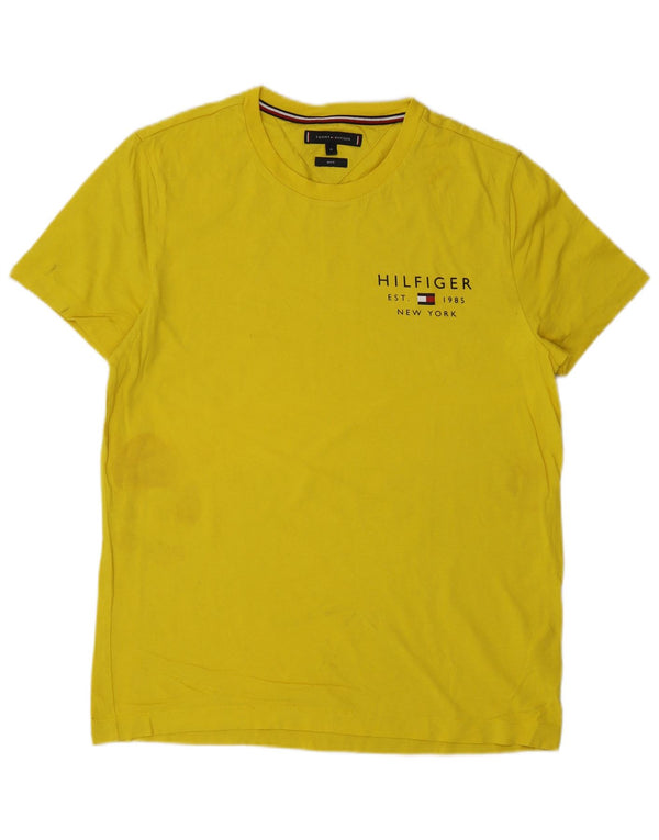 Tommy Hilfiger Herre Slim Fit Grafisk T-Shirt Top Medium Gul Bomuld