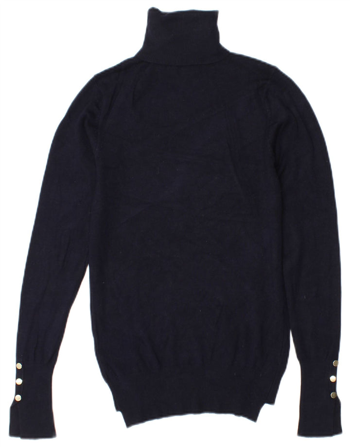 Zara Dame Rullehals Sweater UK 10 Small Navy Blue