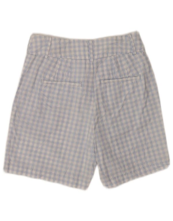 Benetton kvinders højtaljede chinoshorts UK 6 Small W26 Blue Gingham Cotton