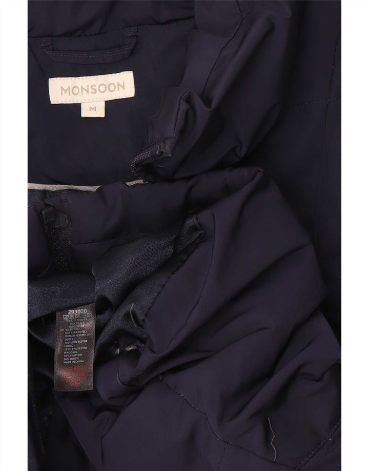 Monsoon Womens Polstret Gilet UK 14 Medium Navy Blue Polyester