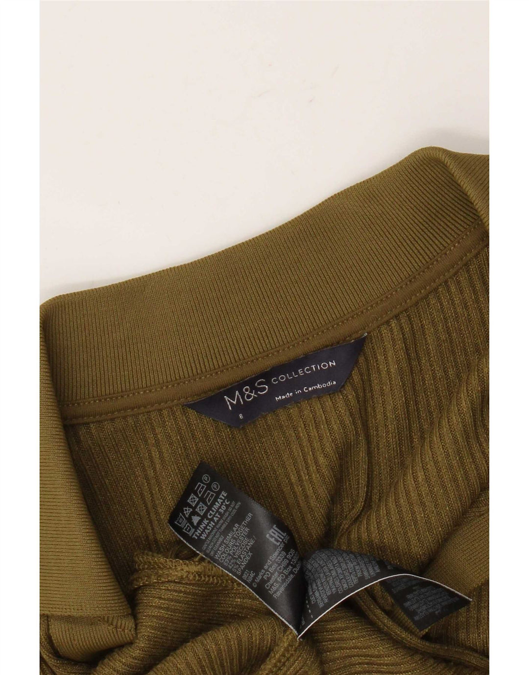 Marks & Spencer Dame Langærmet Jumper Dress UK 8 Small Khaki Polyester