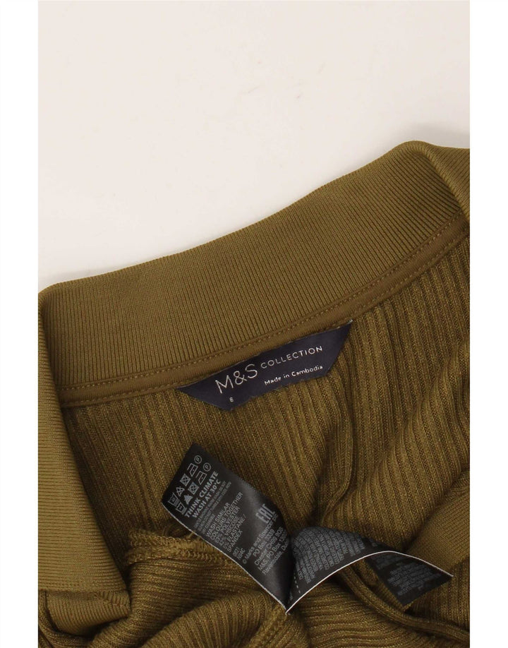 Marks & Spencer Dame Langærmet Jumper Dress UK 8 Small Khaki Polyester