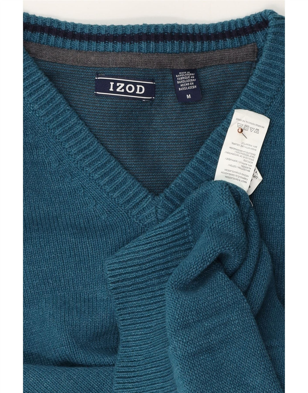 IZOD Herre V-hals sweater mellemblå bomuld