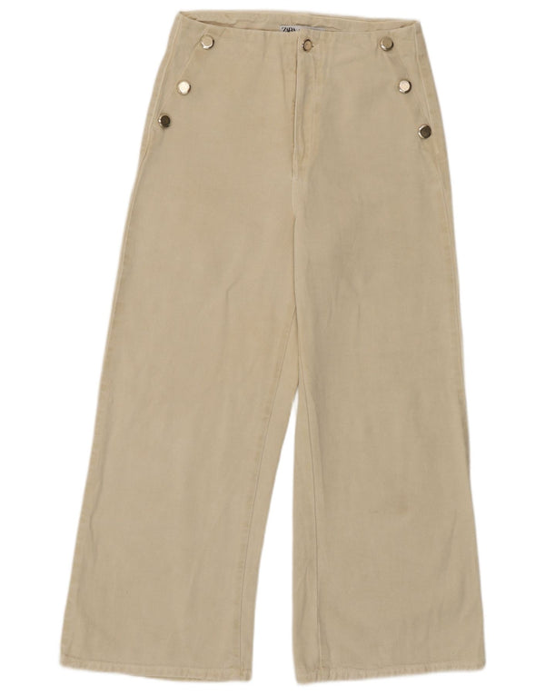 Zara Chinobukser med brede ben til kvinder EU 36 XS W26 L26 Beige bomuld
