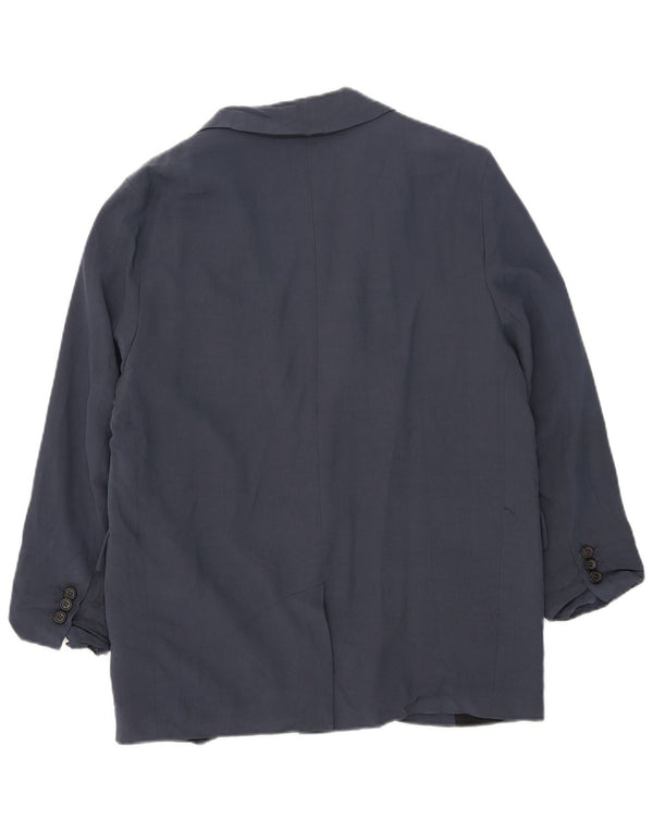 Zara Dame 1 Knap Oversized Blazer Jacket UK 10 Small Navy Blue Viscose
