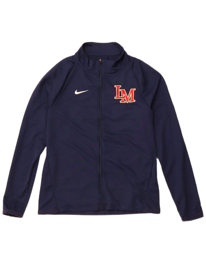 NIKE Dame Dri Fit Grafisk træningsdragt Topjakke UK 10 Small Navy Blue