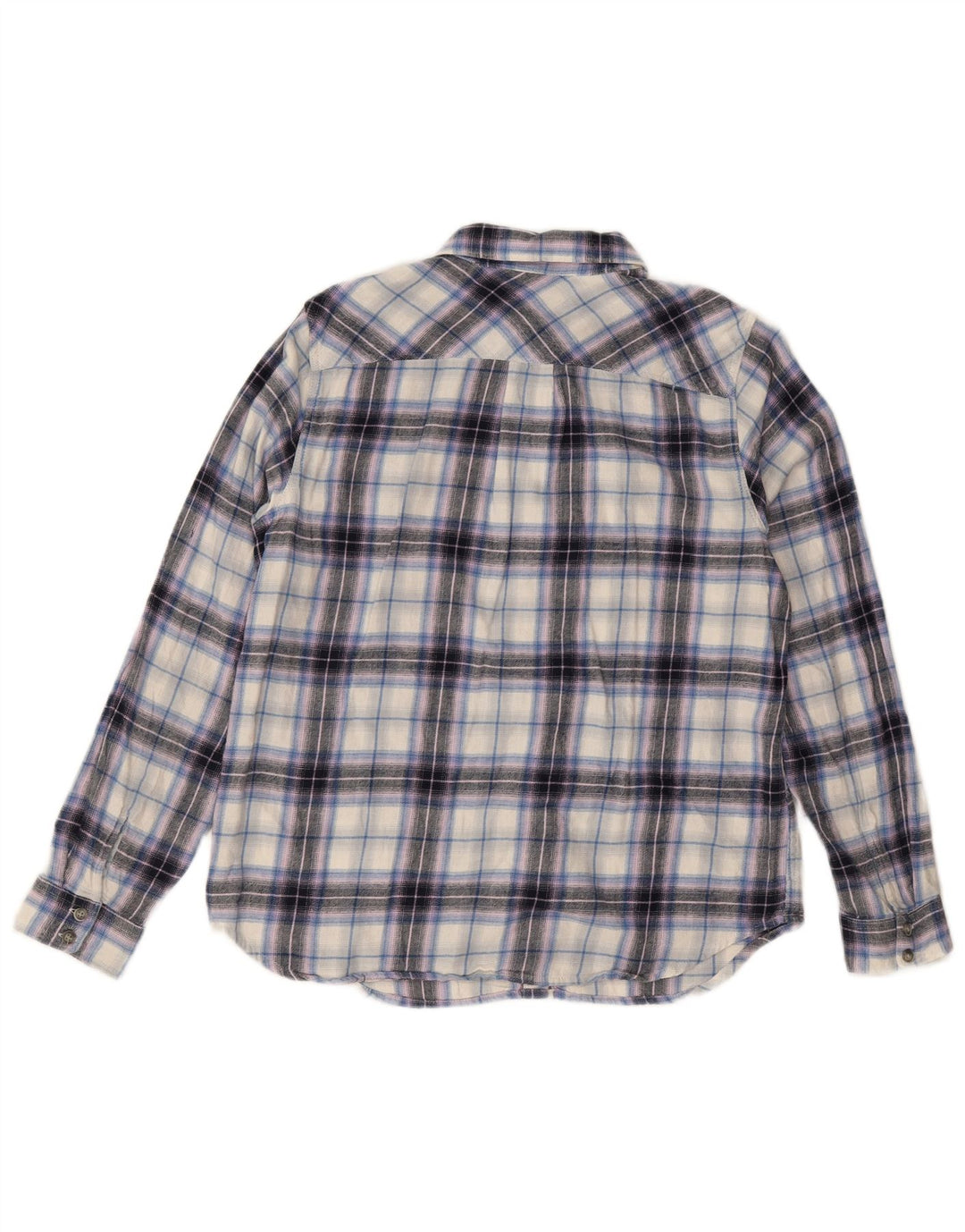 Eddie Bauer Dame Flanelskjorte UK 14 Medium Lilla Plaid Bomuld