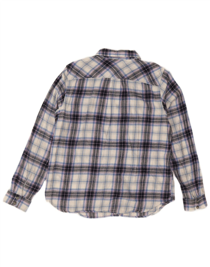 Eddie Bauer Dame Flanelskjorte UK 14 Medium Lilla Plaid Bomuld