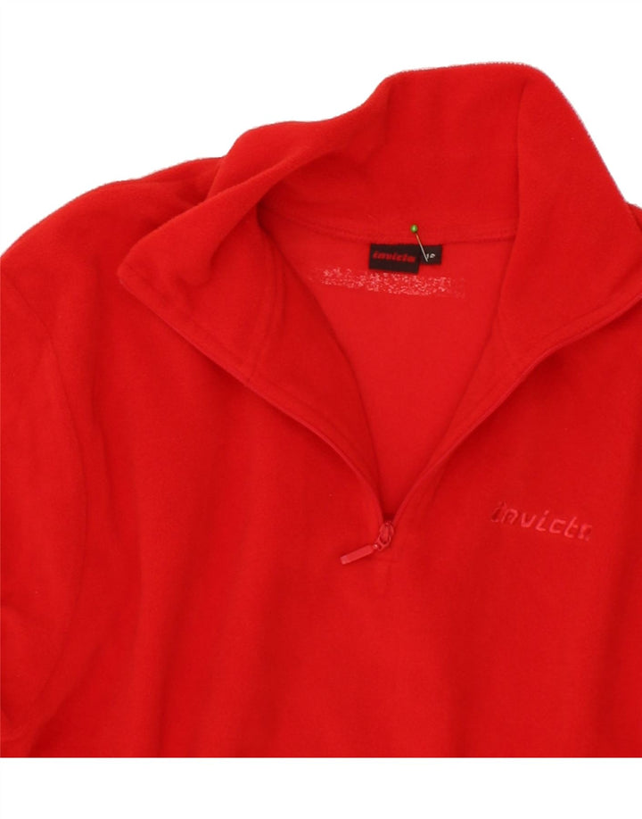 INVICTA Womens Zip Neck Fleece Jumper UK 16 Large Red Polyester Vintage Invicta and Second-Hand Invicta from Messina Hembry 