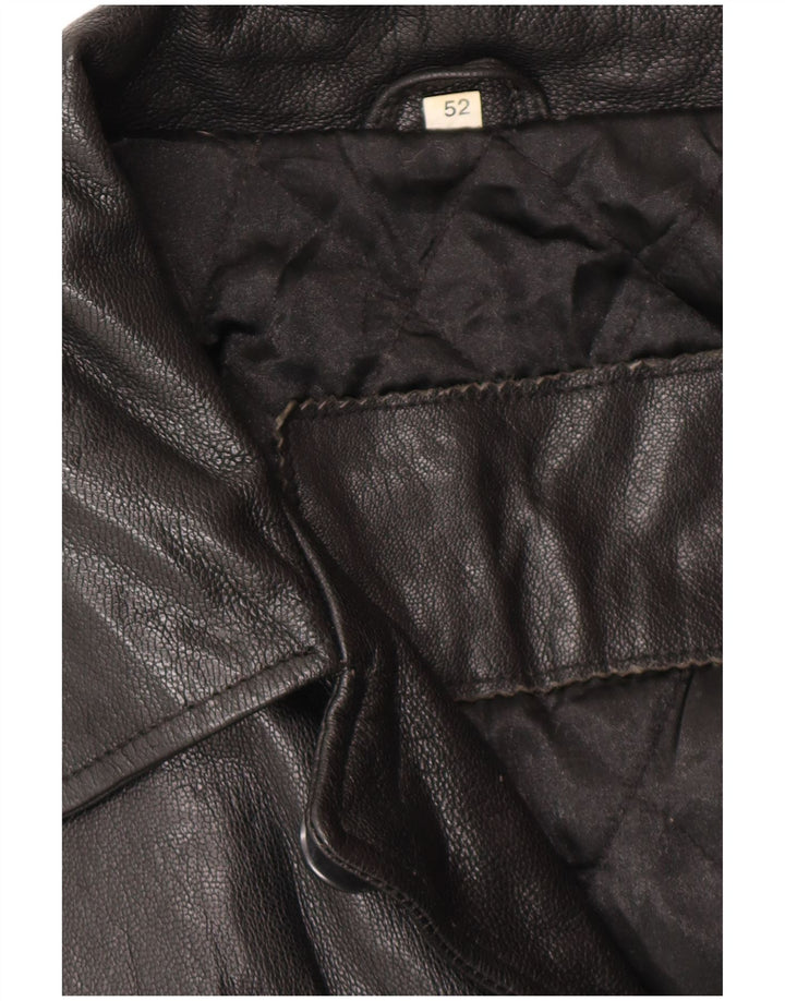 VINTAGE Herre Læderjakke IT 52 XL Sort Læder