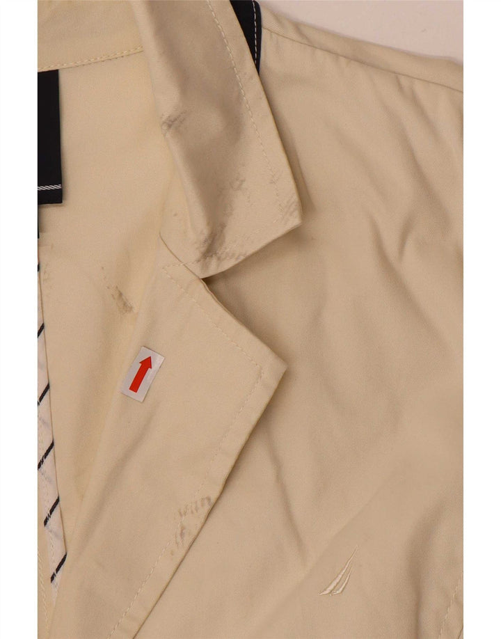 Nautica Dame 3 Button Blazer Jacket US 10 Stor Beige Bomuld