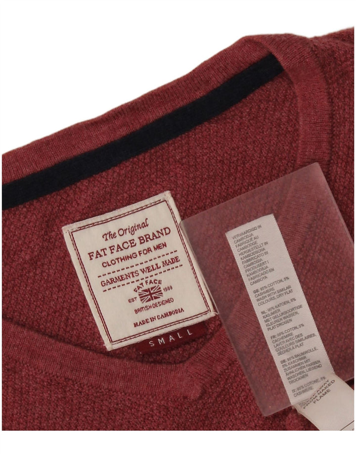 Fat Face Herre V-hals sweater lille rød bomuld