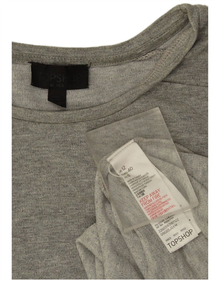 Topshop Dame Oversized Top Langærmet UK 12 Medium Grå Viscose